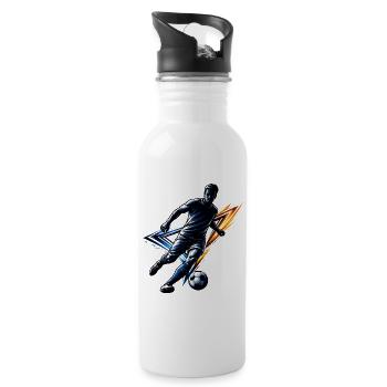 Silhouette de joueur de football Dynamique de design sportif - Gourde avec paille intégrée - blanc - Droite