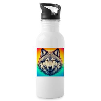 Wolf - Trinkflasche mit integriertem Trinkhalm - Weiß - Rechts
