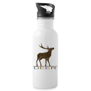 Hirsch - Trinkflasche mit integriertem Trinkhalm - Weiß - Rechts
