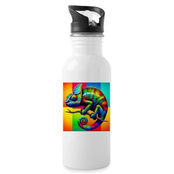 Chamäleon - Trinkflasche mit integriertem Trinkhalm - Weiß - Rechts