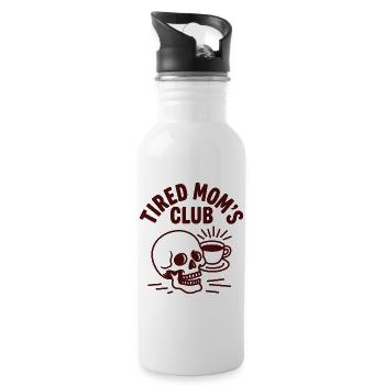 Tired Moms Club Retro Coffee Skull Mom - Water bottle with straw - white - Right