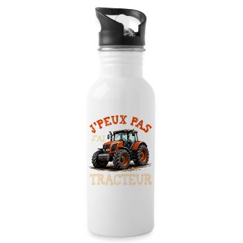 J’peux pas j’ai tracteur - humour agriculture - Gourde avec paille intégrée - blanc - Droite