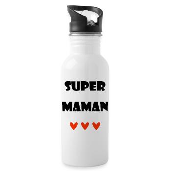 MOM. MOTHER'S DAY. HEART. FEAST. HAPPY BIRTHDAY - Water bottle with straw - white - Right