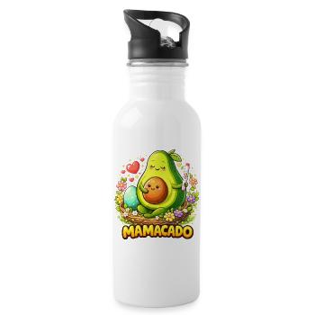 Mamacado Avocado - Lustiges Mama Kawaii Design - Trinkflasche mit integriertem Trinkhalm - Weiß - Rechts