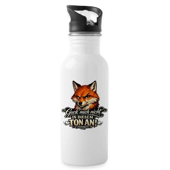Fuchs Guck mich nicht in diesem Ton an - Trinkflasche mit integriertem Trinkhalm - Weiß - Rechts