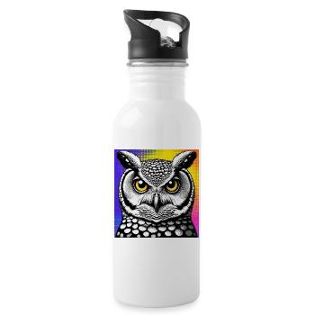 hibou - Gourde avec paille intégrée - blanc - Droite
