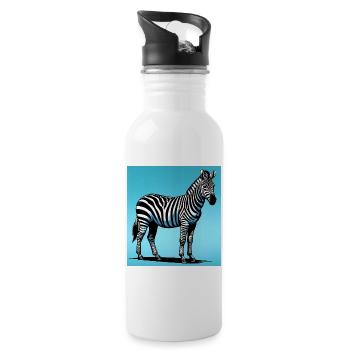 Zebra - Trinkflasche mit integriertem Trinkhalm - Weiß - Rechts