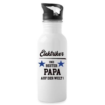 Elektriker Bester Papa Vatertag Geburtstag - Trinkflasche mit integriertem Trinkhalm - Weiß - Rechts