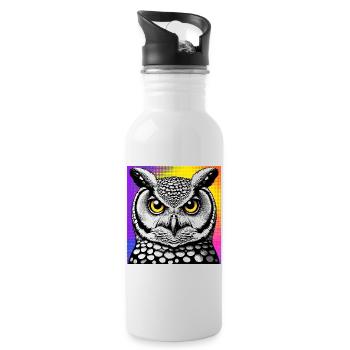 hibou - Gourde avec paille intégrée - blanc - Droite