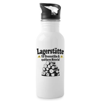 Lagerstätte Brennstäbe lustiger Holz Spruch - Trinkflasche mit integriertem Trinkhalm - Weiß - Rechts