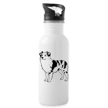 Australian Shepherd - Water bottle with straw - white - Right