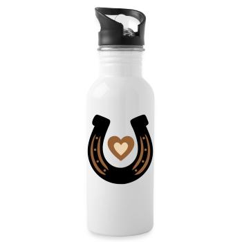 Horseshoe Heart Equestrian Luck - Water bottle with straw - white - Right