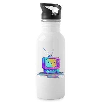 Regenbogen TV Kuscheltier - Trinkflasche mit integriertem Trinkhalm - Weiß - Rechts