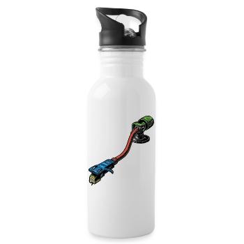 Mein Herz schlägt im 33er Takt - Trinkflasche mit integriertem Trinkhalm - Weiß - Rechts