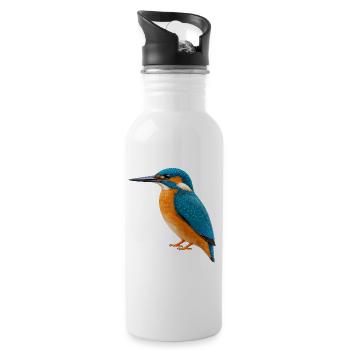 Colorful kingfisher - Water bottle with straw - white - Right