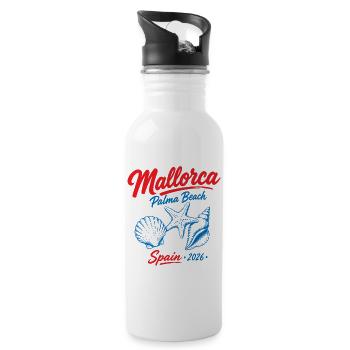 Malle 2026 Mallorca Palma Beach Spain 2026 - Trinkflasche mit integriertem Trinkhalm - Weiß - Rechts