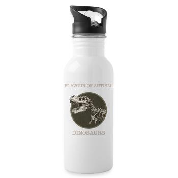 Saveur de l’autisme : les dinosaures - Gourde avec paille intégrée - blanc - Droite