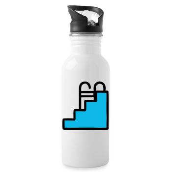  Pool Leiter Schwimmbad Icon - Trinkflasche mit integriertem Trinkhalm - Weiß - Rechts