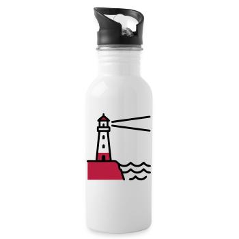 Lighthouse Coast Maritime Sea - Water bottle with straw - white - Right