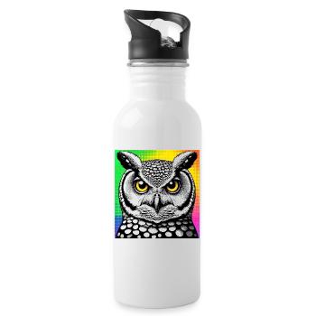 hibou - Gourde avec paille intégrée - blanc - Droite