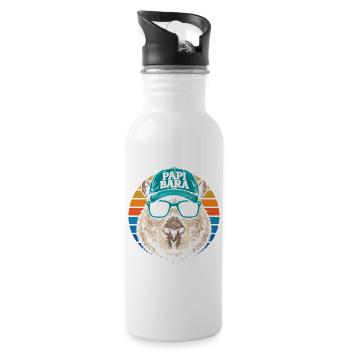 Biber mit Retro Cap und Sonnenbrille - Trinkflasche mit integriertem Trinkhalm - Weiß - Rechts