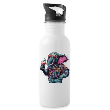 Été de la bande dessinée Elephant - Gourde avec paille intégrée - blanc - Droite