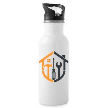Caretaker Coat of Arms – Craftsman Logo - Water bottle with straw - white - Right