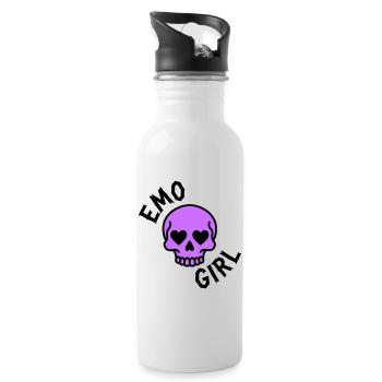 emo girl - Water bottle with straw - white - Right