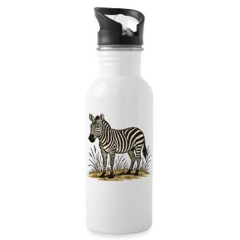 Zebra - Water bottle with straw - white - Right