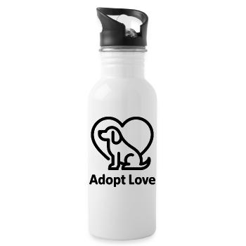 Adopt Love Pfotenherz - Trinkflasche mit integriertem Trinkhalm - Weiß - Rechts