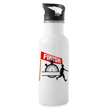 Laufende Zielzeit-Frauen - Trinkflasche mit integriertem Trinkhalm - Weiß - Rechts