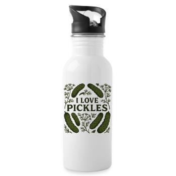 I Love Pickles - Water bottle with straw - white - Right