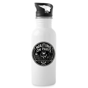 Waiting On Parts - Schrauber Werkstatt Humor - Water bottle with straw - white - Right