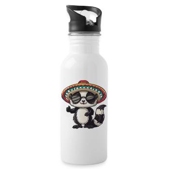 Stinktier Lustig Sombrero - Trinkflasche mit integriertem Trinkhalm - Weiß - Rechts