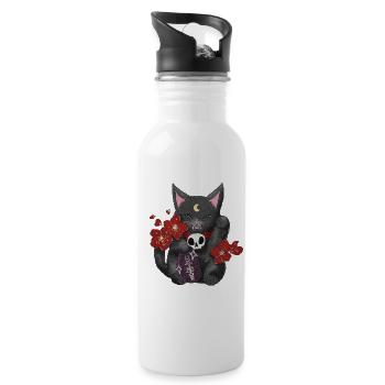 Manekineko  - Trinkflasche mit integriertem Trinkhalm - Weiß - Rechts