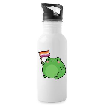 Pride Month LGBTQ - Lesbian Frog - Water bottle with straw - white - Right