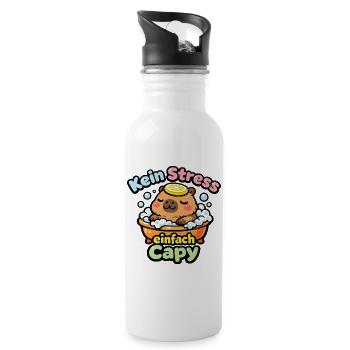 Kein Stress Einfach Cappy - Trinkflasche mit integriertem Trinkhalm - Weiß - Rechts