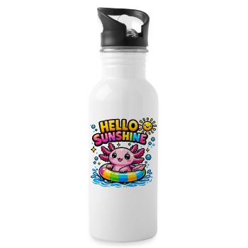Axolotl Sunshine Kawaii in Swim Ring - Water bottle with straw - white - Right