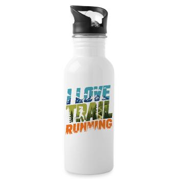 I Love Trail Running - Water bottle with straw - white - Right