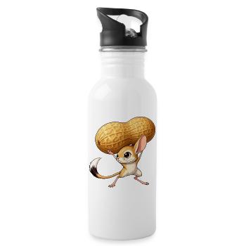 Maus mit Erdnuss-Riese - Trinkflasche mit integriertem Trinkhalm - Weiß - Rechts