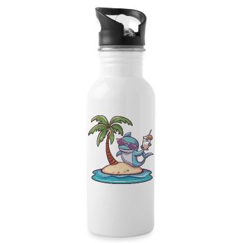 Dolphin Summer Holidays - Water bottle with straw - white - Right