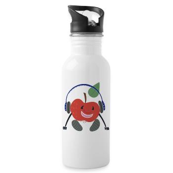 Obst Apfel - Trinkflasche mit integriertem Trinkhalm - Weiß - Rechts