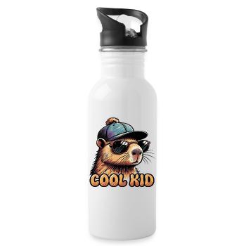 Loutre cool avec des lunettes de soleil - Gourde avec paille intégrée - blanc - Droite