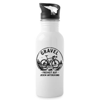 Gravel Freiheit auf jedem Untergrund - Trinkflasche mit integriertem Trinkhalm - Weiß - Rechts