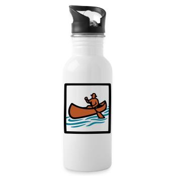 Canoe Paddler Badge Icon - Water bottle with straw - white - Right