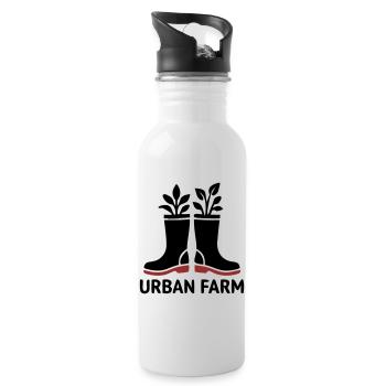 Logo des bottes en caoutchouc de ferme urbaine - Gourde avec paille intégrée - blanc - Droite