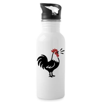 Logo de la ferme Rooster Crows - Gourde avec paille intégrée - blanc - Droite