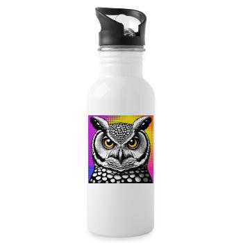 hibou - Gourde avec paille intégrée - blanc - Droite