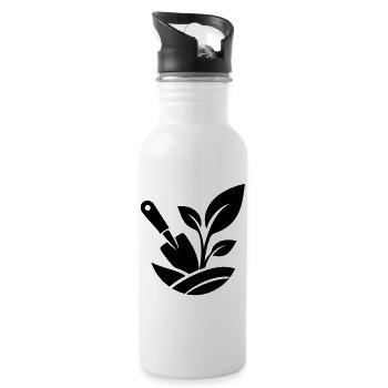 Gartenarbeit Schaufel und Pflanzen - Trinkflasche mit integriertem Trinkhalm - Weiß - Rechts