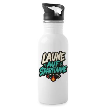 LAUNE AUF SPARFLAMME - Trinkflasche mit integriertem Trinkhalm - Weiß - Rechts